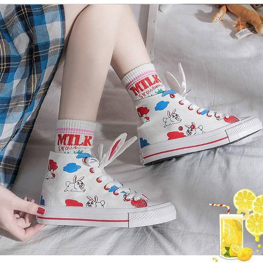 2020 Summer High-top Graffiti Canvas Shoes Female Students Korean Version of The Wild Tide Harajuku Style Ins Sneakers