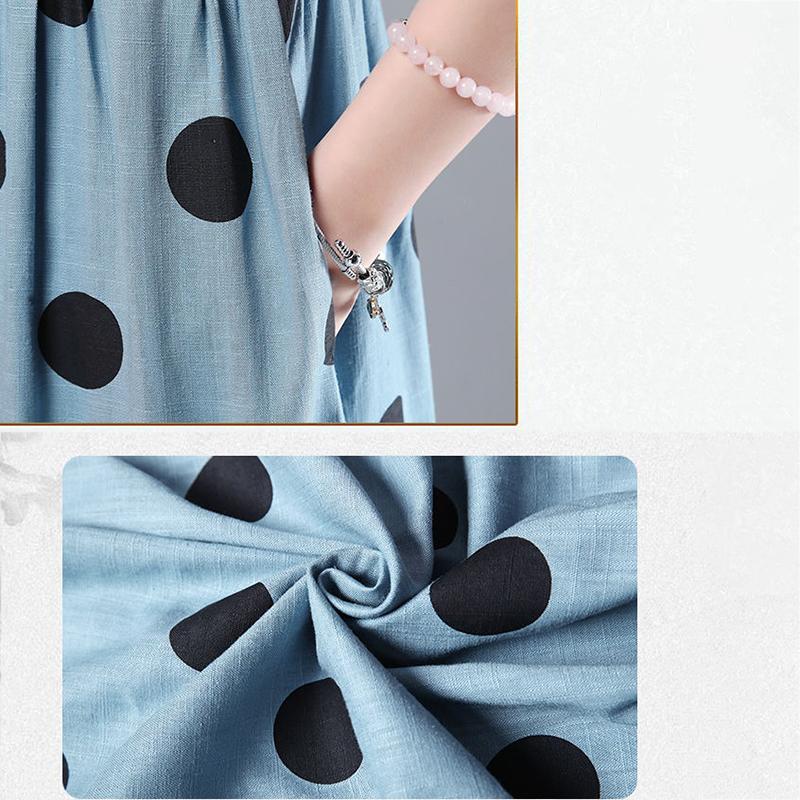 Polka Dot Dress Women's Short Trumpet Sleeve V-Neck Calf Length Daily Dating Party Office Wear
