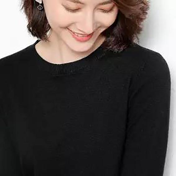 Sweater female inside loose round neck bottoming shirt female solid color wild sweater large size