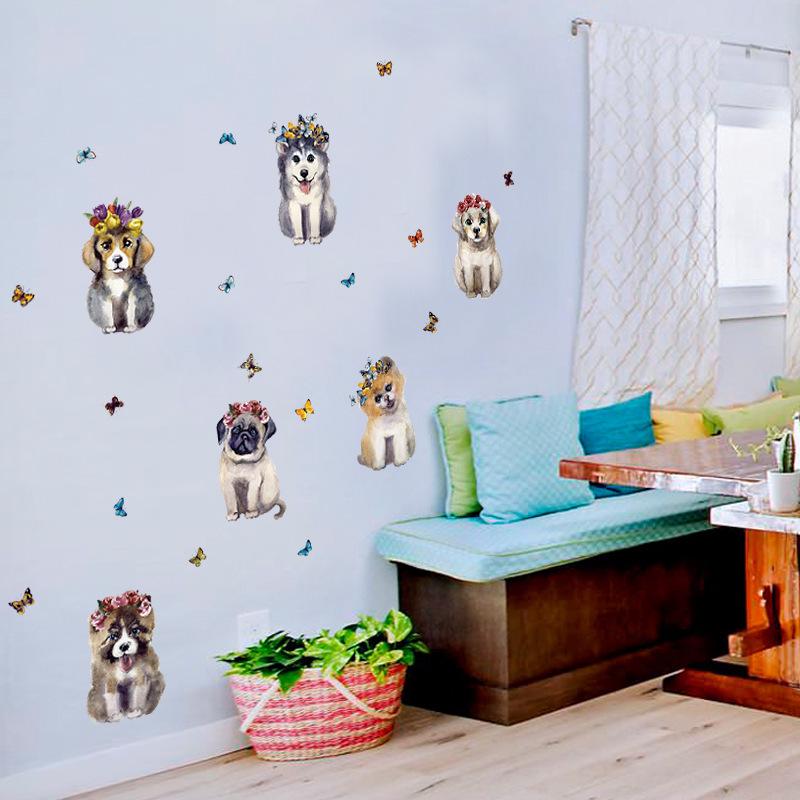 3D realistic three-dimensional hand-painted sticker room decoration simulation puppy animal stickers