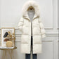Down Jacket Women's Mid-length Big Fur Collar Korean Fashion Loose Thick Over-knee Winter Hooded Jacket Tide