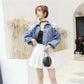 Spring and Autumn Three-dimensional Flower Embroidery Chain Tassel Loose Doll Sleeve Denim Short Jacket Women's Long Sleeve Casual Women's Jacket
