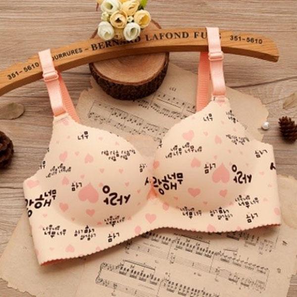 Sexy Woman Push Up Bra Seamless French Romantic Gathered Bra Printed Anima Bra Sweet