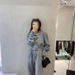 2PCS Women's Spring and Autumn Hooded Sweater Suit Ladies Waist Thin Cardigan + Legging Casual Sports Pants Two-piece Student Fitness Jogging Suit