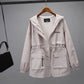 Vintage Stylish Pockets Oversized Plaid Jacket Coat Women Fashion Hooded Long Sleeve Loose Outerwear Chic Tops