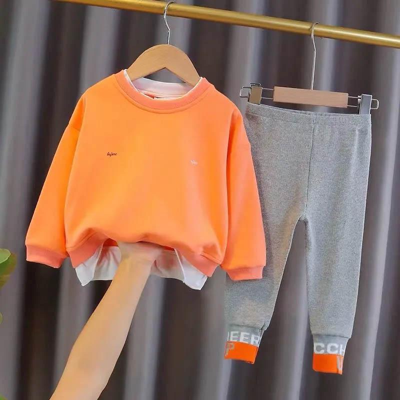 Girls' Thin Spring and Autumn Clothes Baby Cute Casual Breathable Cute Suit Korean Version Two-piece Suit