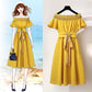 Skirt Women French Retro Strapless Waist Dress Waist Thin Women's Waist A-line Strapless Dress Short Sleeve One-shoulder Neckline