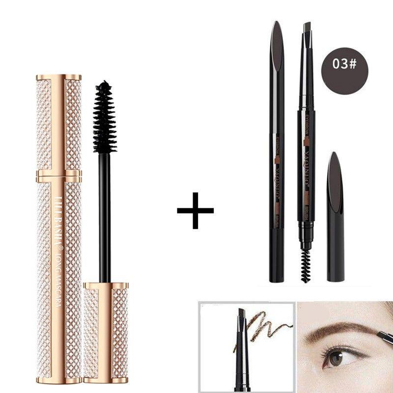 Brow pencil eyeliner lipstick set Tree Mascara Waterproof Elongation Not Matte Long Lasting