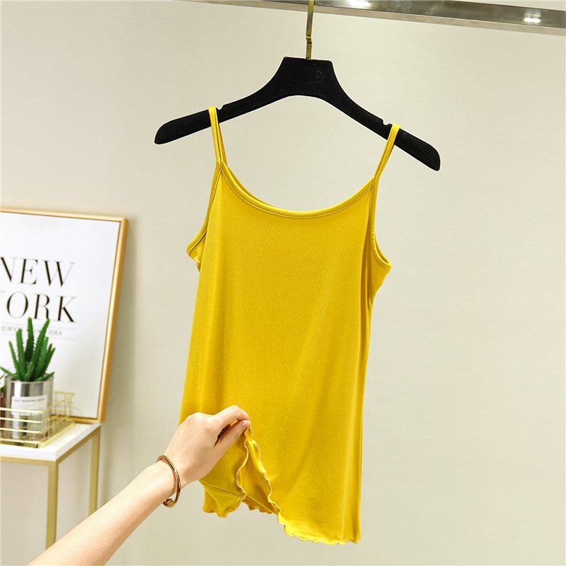 Solid Color Sling Female Summer Sexy Slim Vest Wear  T-shirt Bottoming Shirt Tops