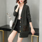 Spring and Autumn Mid-length Wool Sweater Plus Size Fashion Embroidered Blouse Simple Cardigan Middle-aged Women Jacket