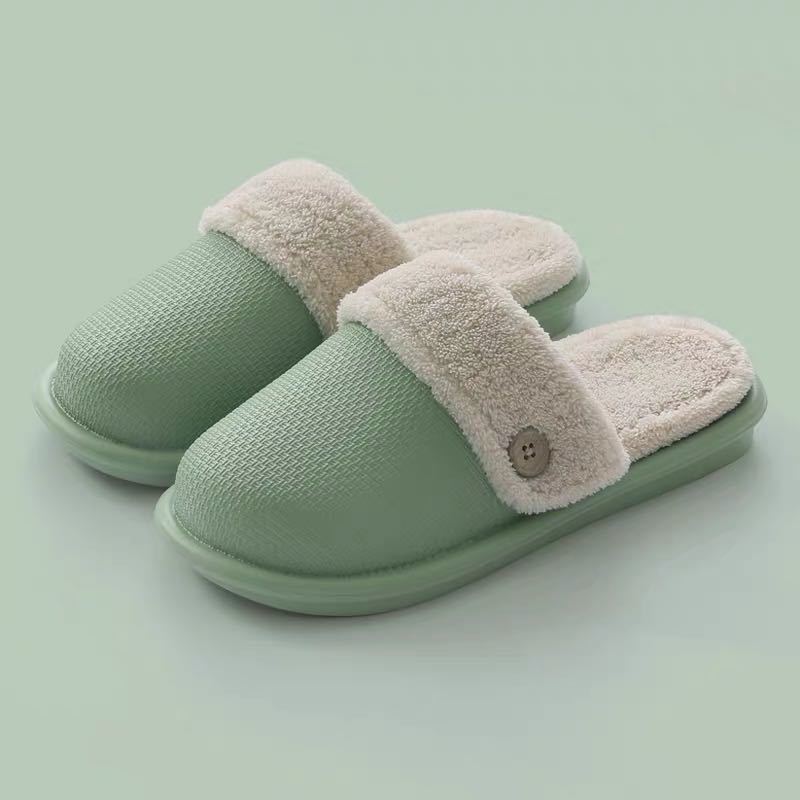 Autumn and Winter Cotton Slippers Indoor Non-slip Soft-soled Shoes Warm Simple Plush Cotton Shoes Removable