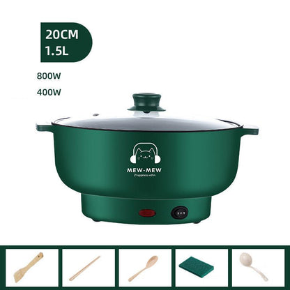 400W/800W Dual-levels Electric Heat Pot 20cm Mini Non-stick Cookware Boiling Soup Pot for One Person
