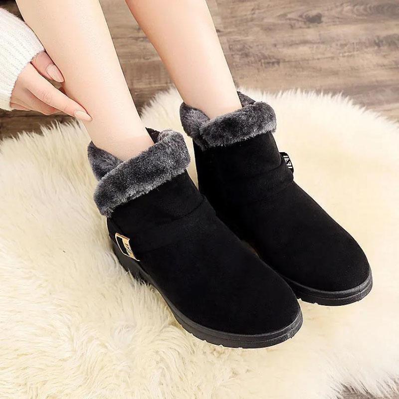 Women Winter Waterproof Anti Slip Mother Shoes Warm Fur Comfortable Ankle Boots