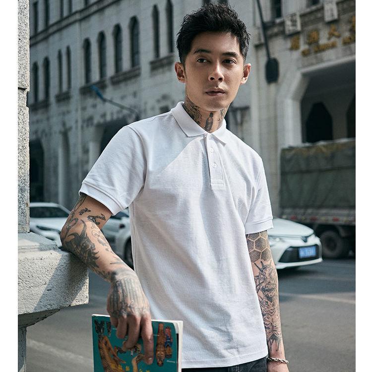 Men's Short Sleeve   Shirt Summer Youth Loose Lapel T-shirt Solid Color Half Sleeve Top