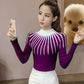 Half-high Neck Bottoming Shirt Women's Fall and Winter Stretch Sweater Women's Thin Pullover Sweater Striped Long-sleeved Top