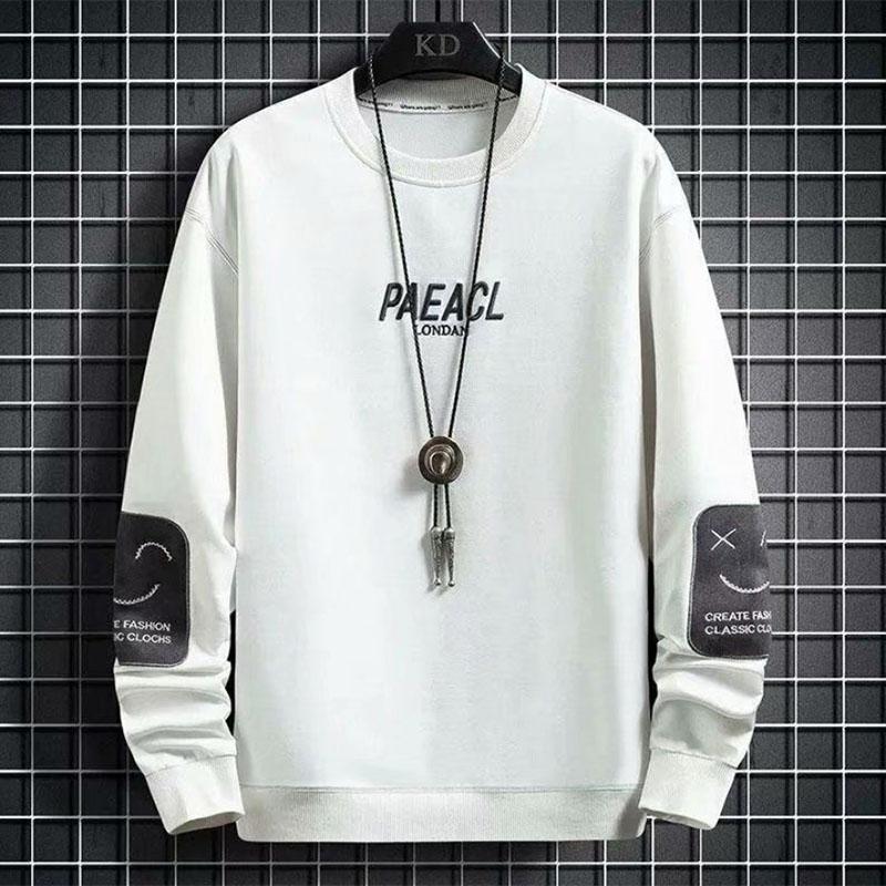 Spring and Autumn Shirt Men's Loose Round Neck Long Sleeve Jacket Casual Sports Versatile Solid Color Pullover Men