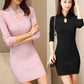Winter China Style Tradition Buckle Sweater Dress Sexy Slim Bodycon Knit Bottom Skirt