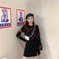 Cute Cherry Print Slim Was Thin Round Neck Sweater Girl Wild Pullover Long Sleeved Sweater