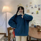 Autumn and Winter Loose Warm Pullover Sweater Women's Color Matching Polo Collar Jacket Jacket All-match Simple and Comfortable
