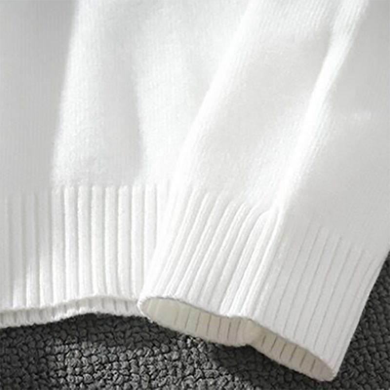 White Turtleneck Sweater Men's Slim Trendy Sweatshirts Men's Autumn and Winter Plus Velvet Thickening To Keep Warm