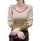 Autumn Winter Long-sleeved Pullover V-neck All-match Sweater with Knitted Tops for Women Slim Fit