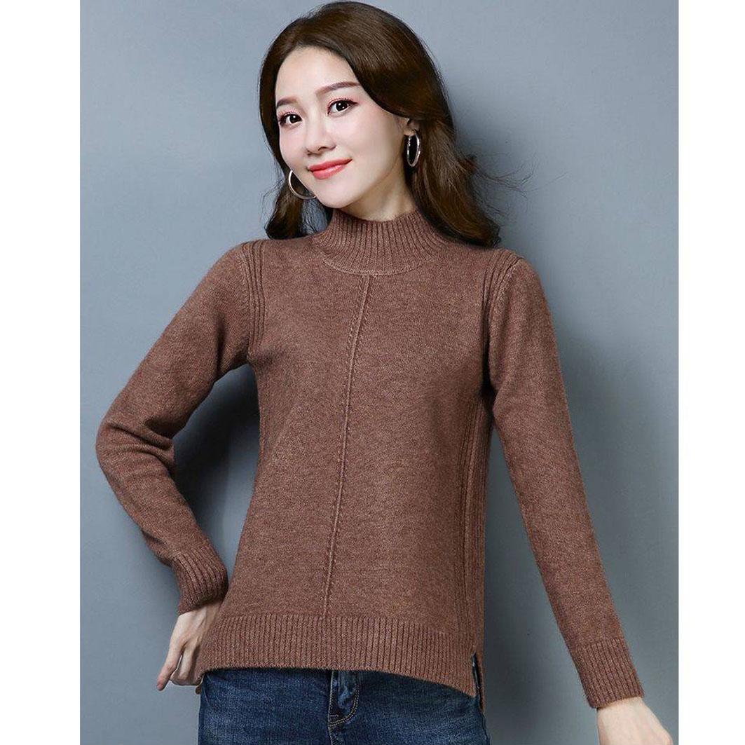 Sweater Women Autumn Winter Loose Casual Solid Color Sweater Long-sleeved Knitwear Women Short Sweater