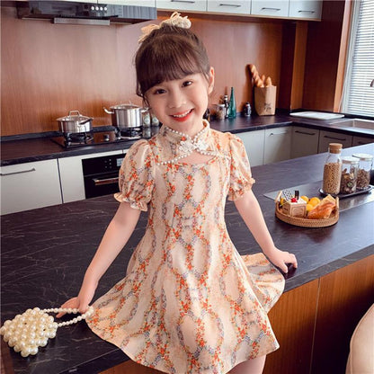 Girls' Dresses Summer Dresses Children's Western Style Chinese Style Improved Cheongsam Skirts Chiffon Skirts for Little Girls