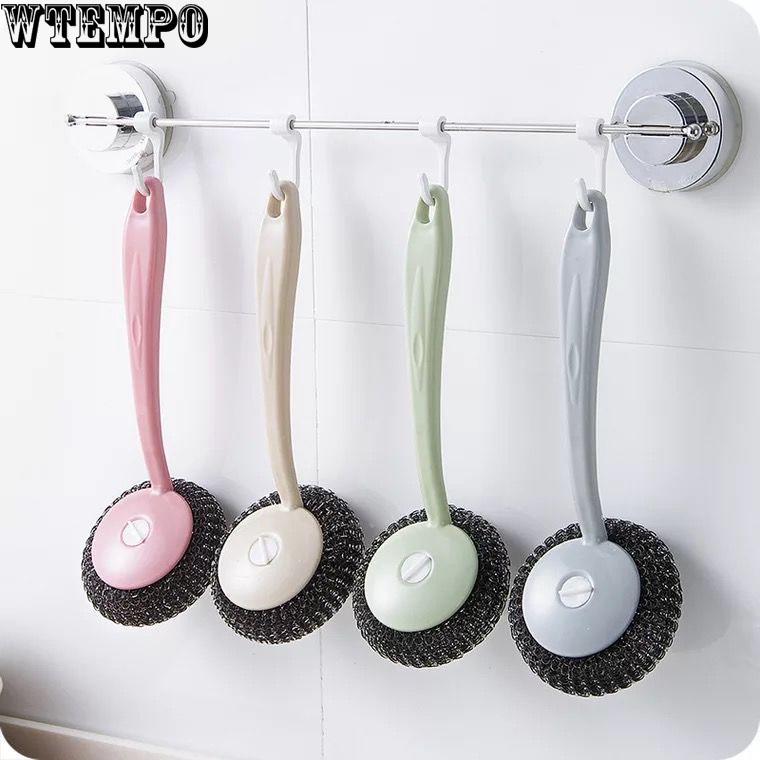 Brand Wire Ball Cleaning Brush Multi-purpose Long Handle Pot Dish Bowl Wash Kitchen Tool