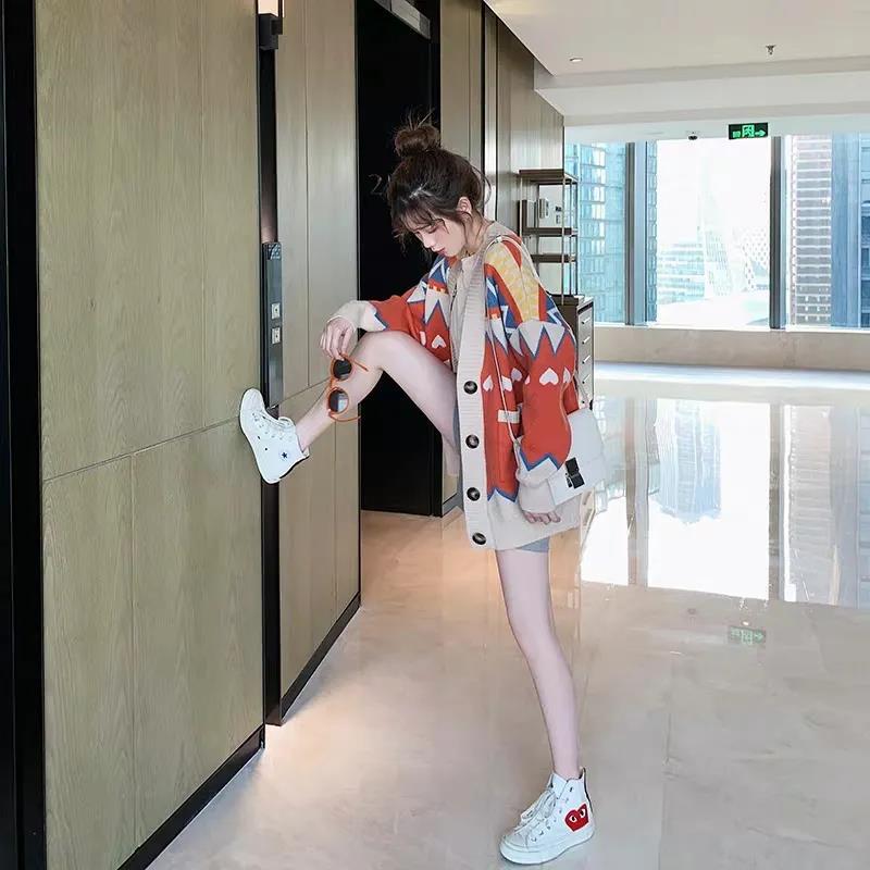 Loose Sweater Jacket Women Autumn Loose Lazy Wind Wild Knit Cardigan Women's V-neck Sweater Jacket Casual and Comfortable