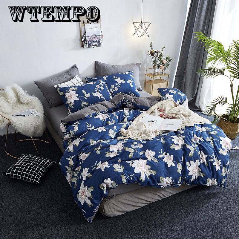 WTEMPO Fashion simple skin-friendly breathable bed sheet Quilt cover pillowcase bedding 3/4pcs
