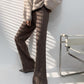 Casual Thick Knitted Women Pants Elastic High Waist Loose Female Wide Leg Pant Long Trousers 2022 Autumn Winter Striped Pantalon