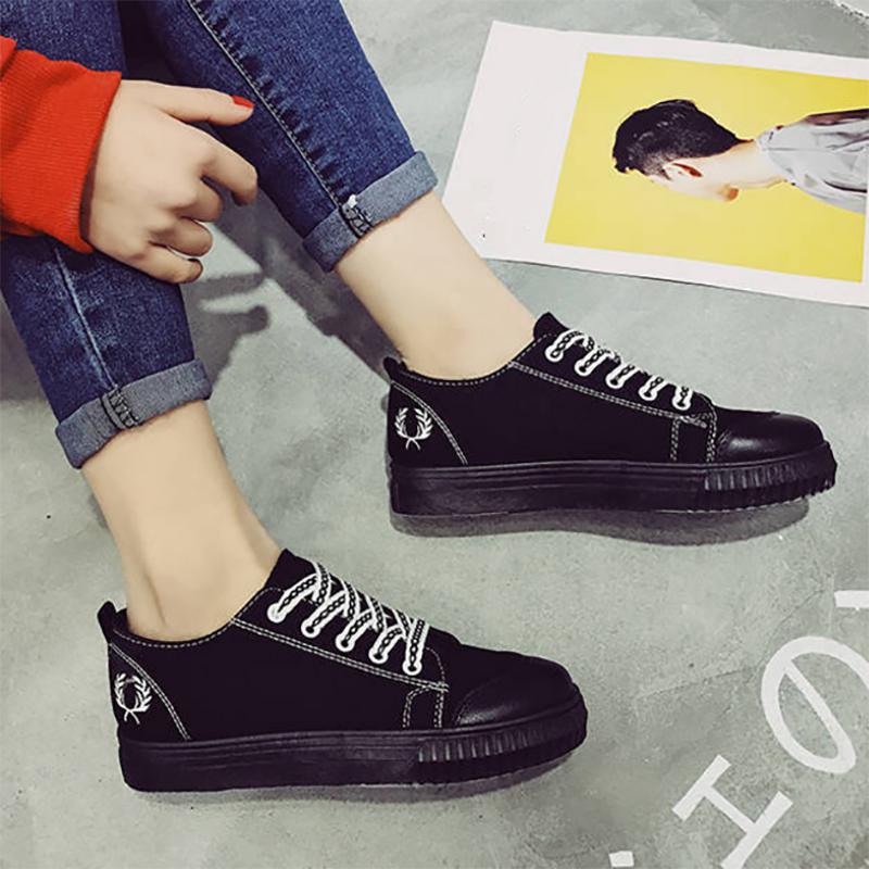 Korean Student Black Shoes All-match Fashion Canvas Clearance Shoes Flat Casual Sneakers