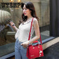 Leather Shoulder Bag Women Crossbody Tote Bag Metal Pendant Hanging Ornament Handbags