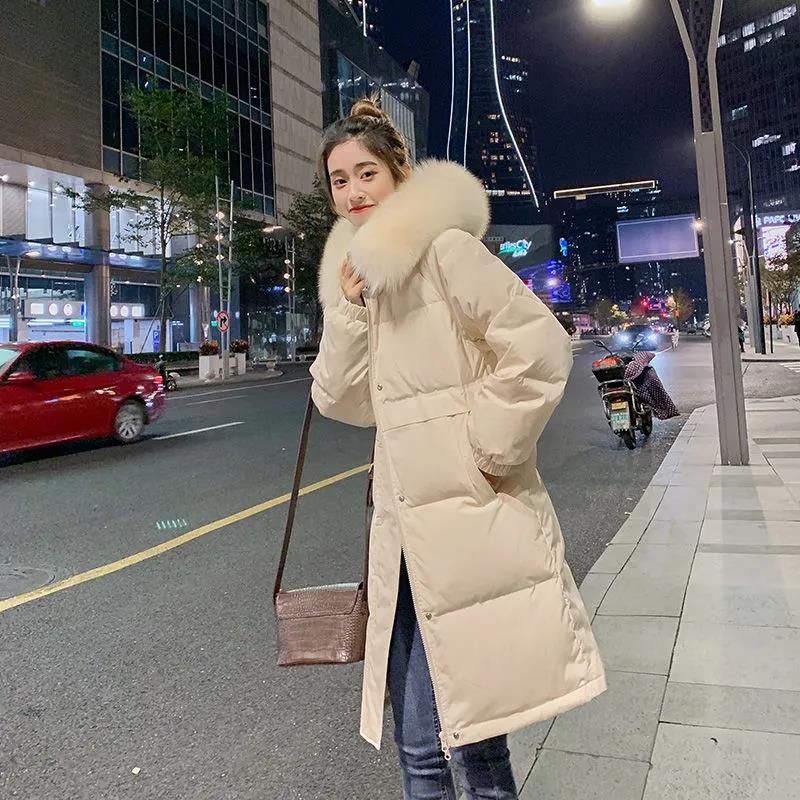 Plus Size Down Padded Jacket Women's Winter Mid-length Korean Style Cotton-padded Jacket Loose Padded Jacket