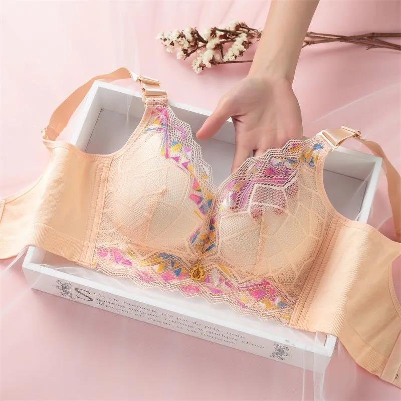 Lace Beautiful Back Underwear Small Chest Gathered Anti-sagging No Steel Ring Adjustment Type Closed Breast Sexy Bra