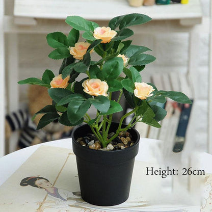 Silk Flower Plastic Flower Small Potted Bonsai Floor Decoration Artificial Flower Furnishings Living Room Table Decoration Floristry Plant