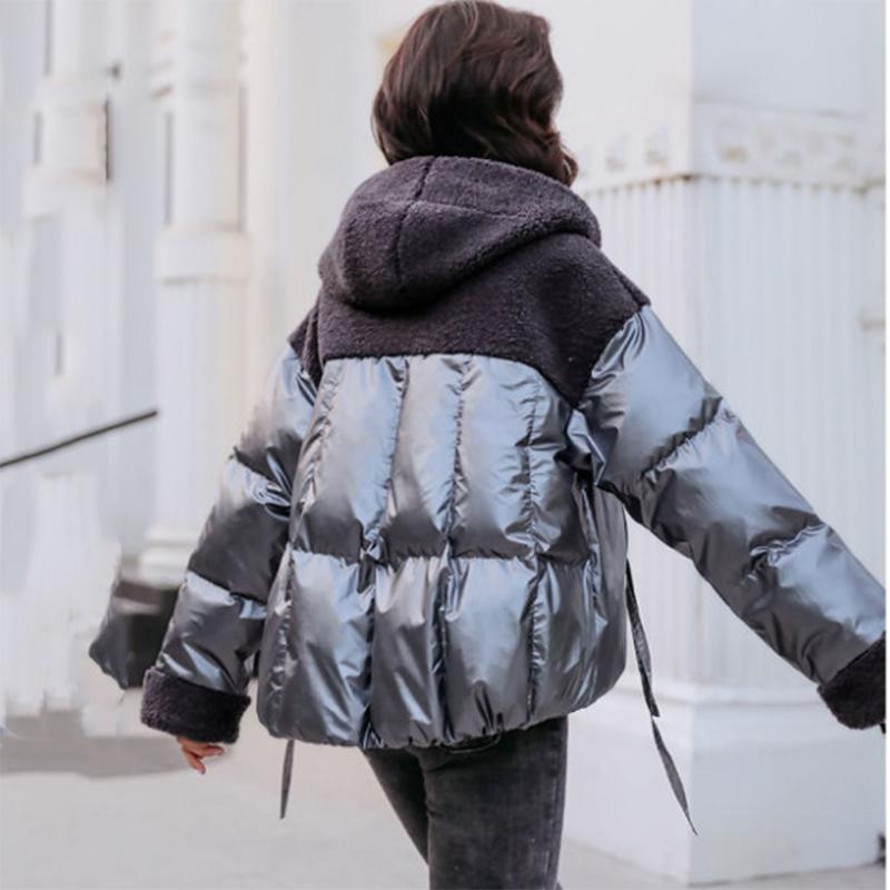 Women's Winter Korean Loose Quilted Coat Warm Stand-collar Down Jacket Women's Glossy Mid-length Down Jacket