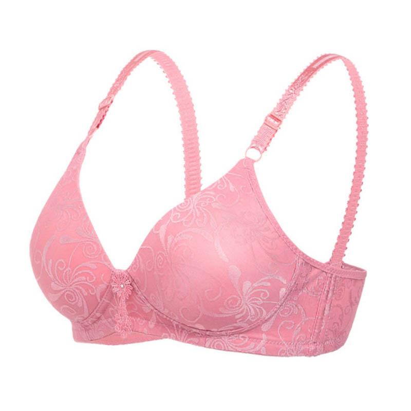 Ladies No Steel Ring Thin Push Up Bra Sexy Lace Print Comfortable Breathable Skin-Friendly Soft Bra