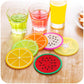 6pcs/10pcs Simple Creative Coaster Colorful Jelly Color Fruit Shape Anti-scalding Non-slip Silicone Insulation Pad Water Coaster