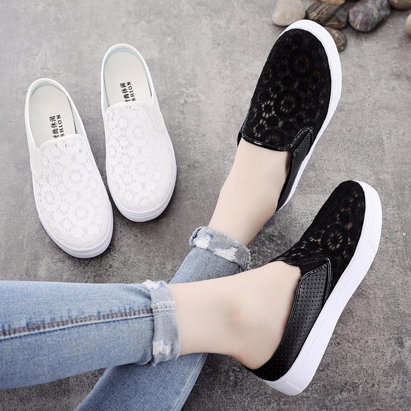 Mesh Hollow White Sneakers Women Summer Shoes Woman Fashion Breathable Platform Slip-On Elegant Ladies Shoes Female