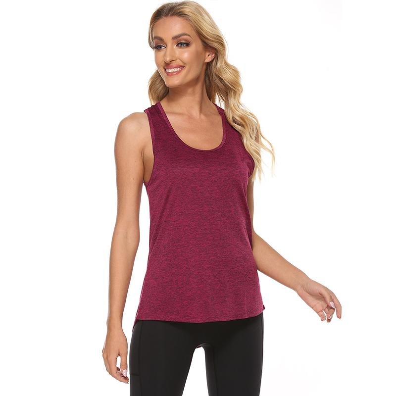 Fitness Sports Vest Women's Spring and Summer Quick-drying Yoga Beautiful Back U-neck Sleeveless Solid Color Ice Silk Bottoming Shirt