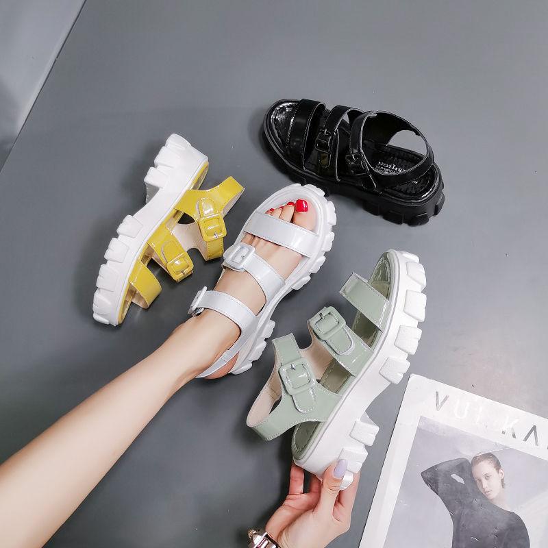Sandals Women's Summer Fashion Outer Wear Students All-match Thick-soled Heightening Sports Flat-soled Beach Shoes Women