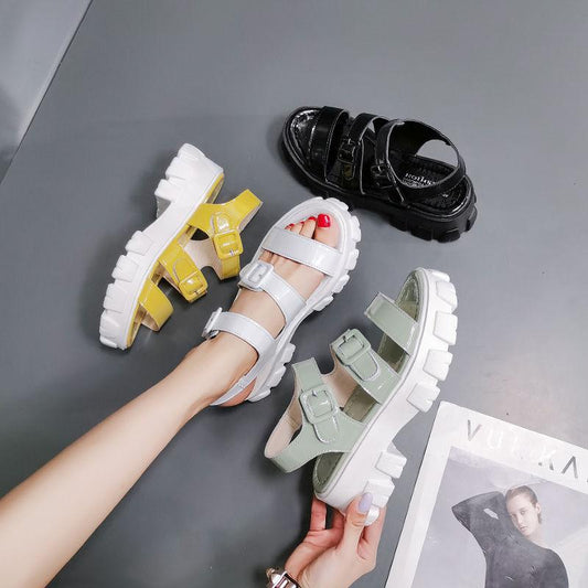 Sandals Women's Summer Fashion Outer Wear Students All-match Thick-soled Heightening Sports Flat-soled Beach Shoes Women