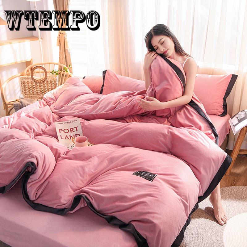 4Pcs  Home Textile Plush Duvet Cover Pillowcase Bed Sheet Winter Bedding Sets Queen Bed Linens