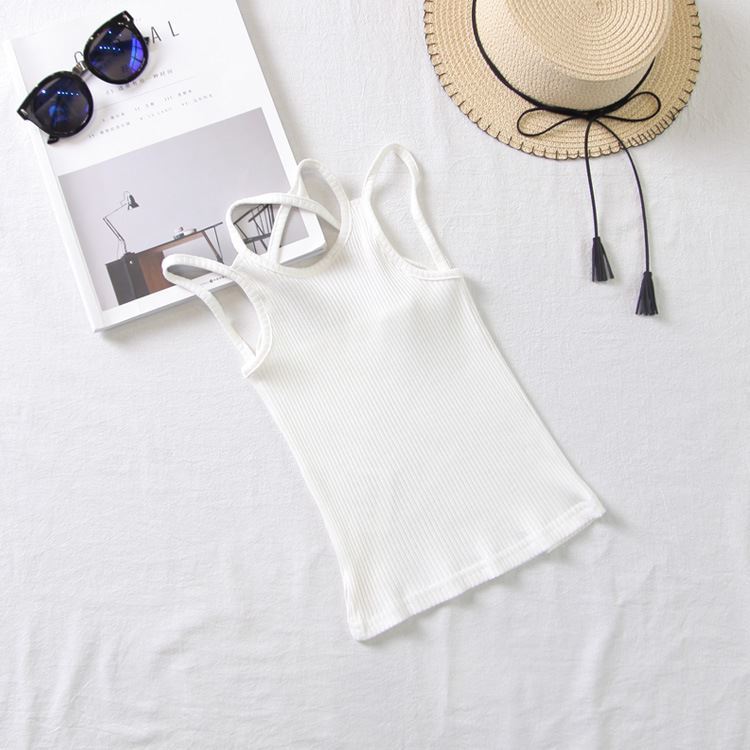 Summer Kids Cute Solid Color Vest Sling Backless Ventilation Top Sleeveless Tops Korean Style Slash Neck Slim Vest for Children Girls