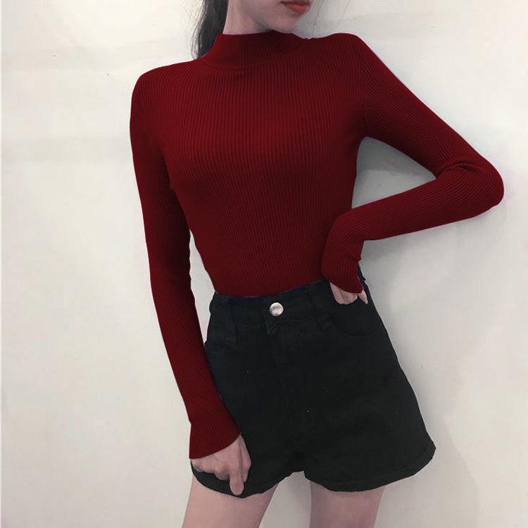 2019 Fall Turtleneck Sweaters Women Long Sleeve Thin Sweaters Winter Knitted Pullovers Jumpers Tops