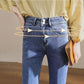 Flared Jeans Women's High Waist Slim Fit Spring Split Up Ninth Denim Pants Retro All Match Comfortable Breathable Jeans