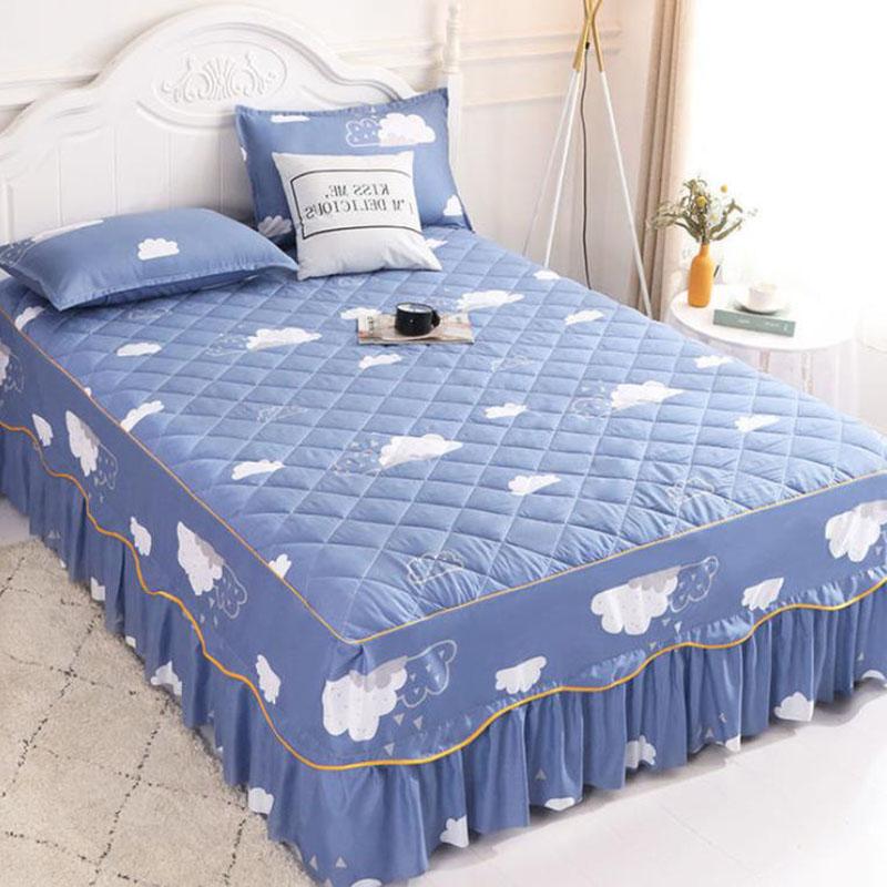 3pcs/set Cotton Thickened Korean Bed Skirt Does Not Fade Washable Bed Sheets Large Simmons Protective Cover