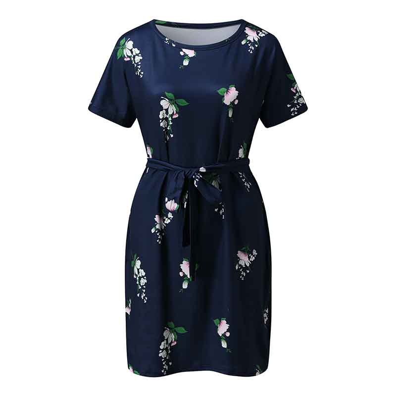 Dress Women's Fashion Temperament Geometric Print Dress Commuter Short Sleeves