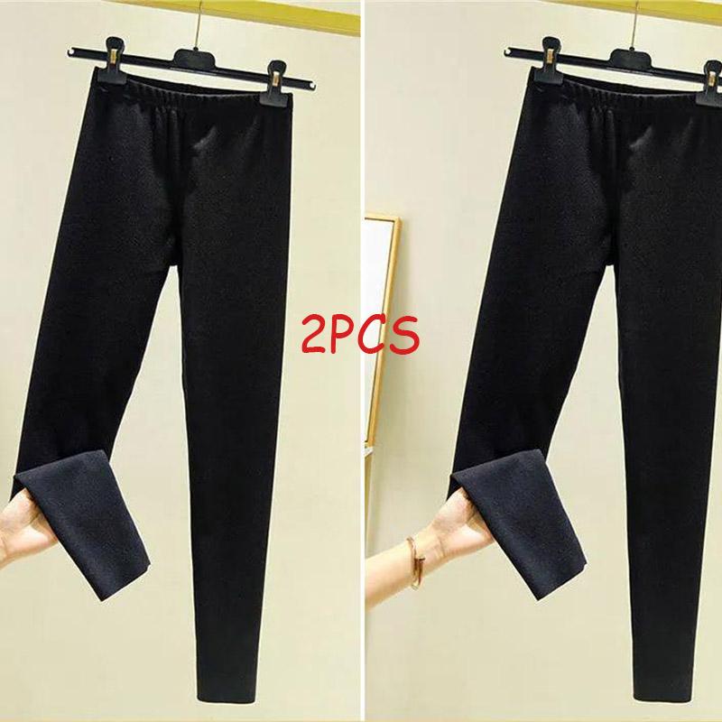 2Pcs Women's Line Pants Underpants Leggings Winter Velvet Inner Warmth Leggings Comfortable and Thin Inner Lining Long Pants